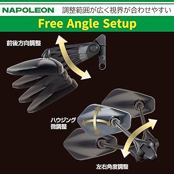 パーツ NAPOLEON SHARK MIRROR 3 Tanax Motorcycle Mirror, Napoleon Shark Mirror 3, Black